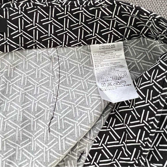 Banana republic regular pant black & white size 4R. Rayon - Picture 4 of 6